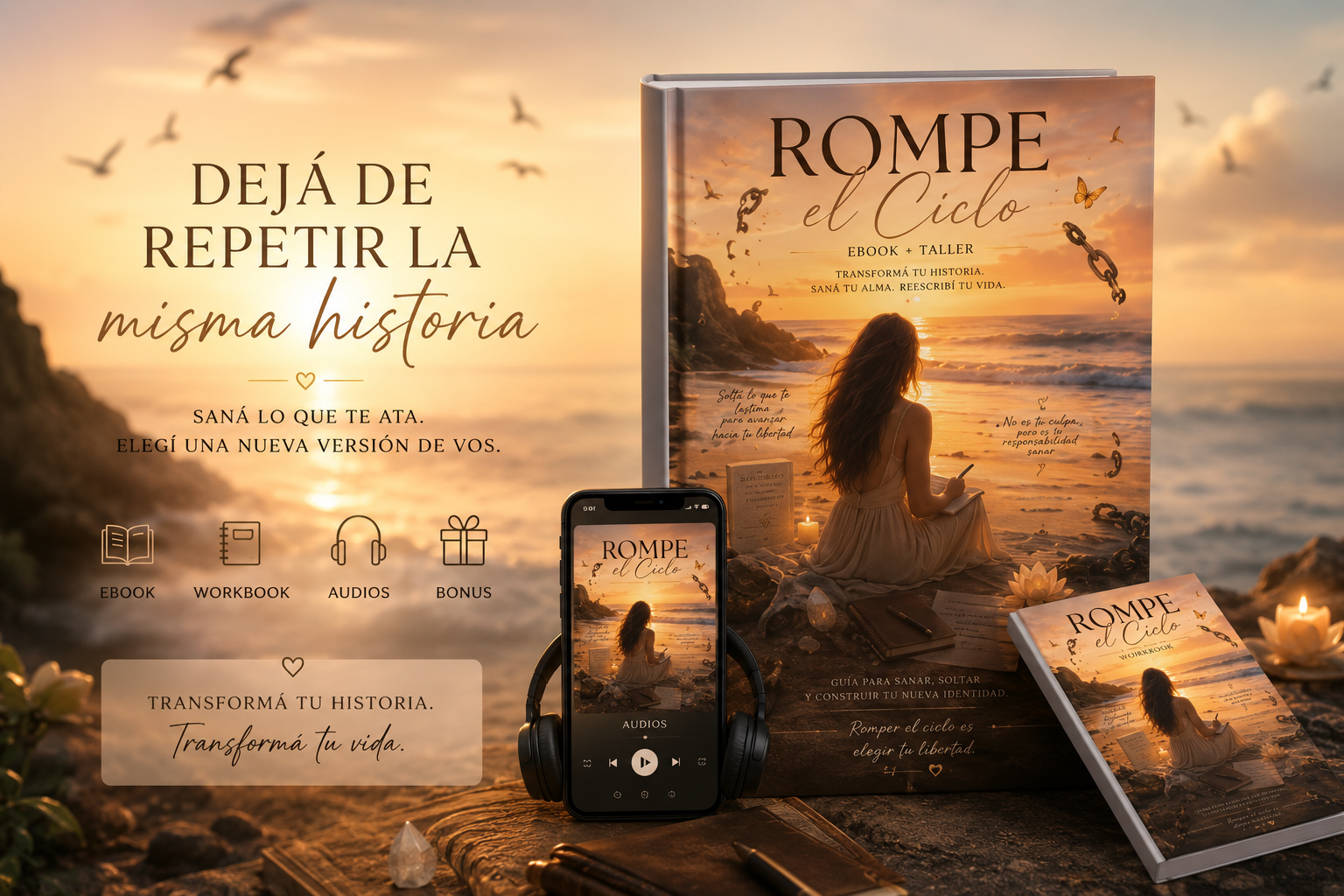 Acceso inmediato • Hacelo a tu ritmo • Ebook + Workbook + Audios + Bonus